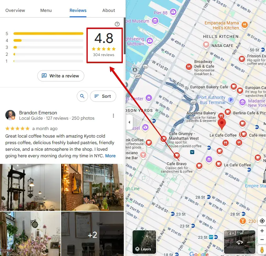 High company rating in Google