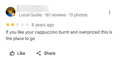 Old negative review in Google