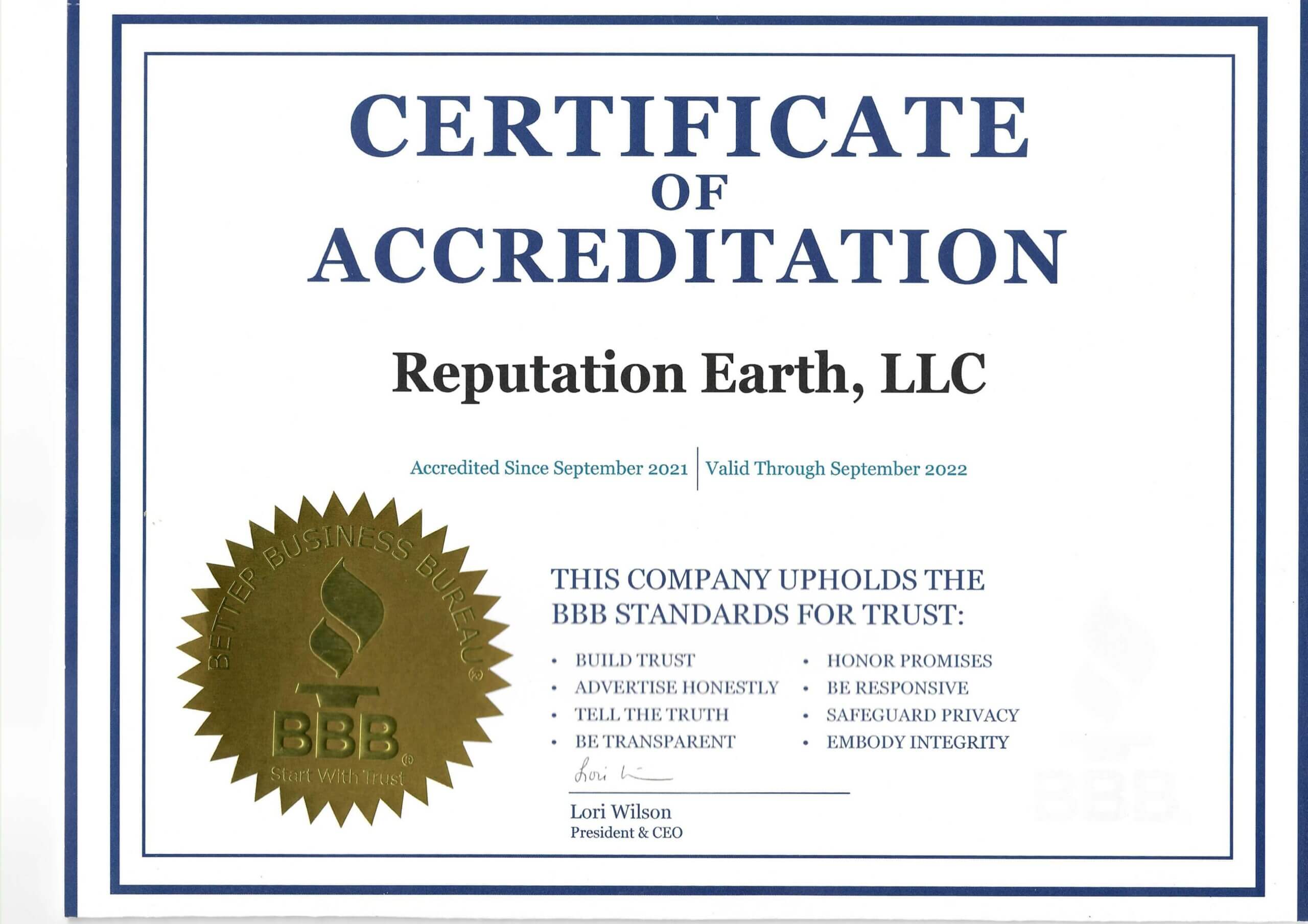 How to Remove a Negative Review from Better Business Bureau? 4 Here is how BBB Certificate looks like