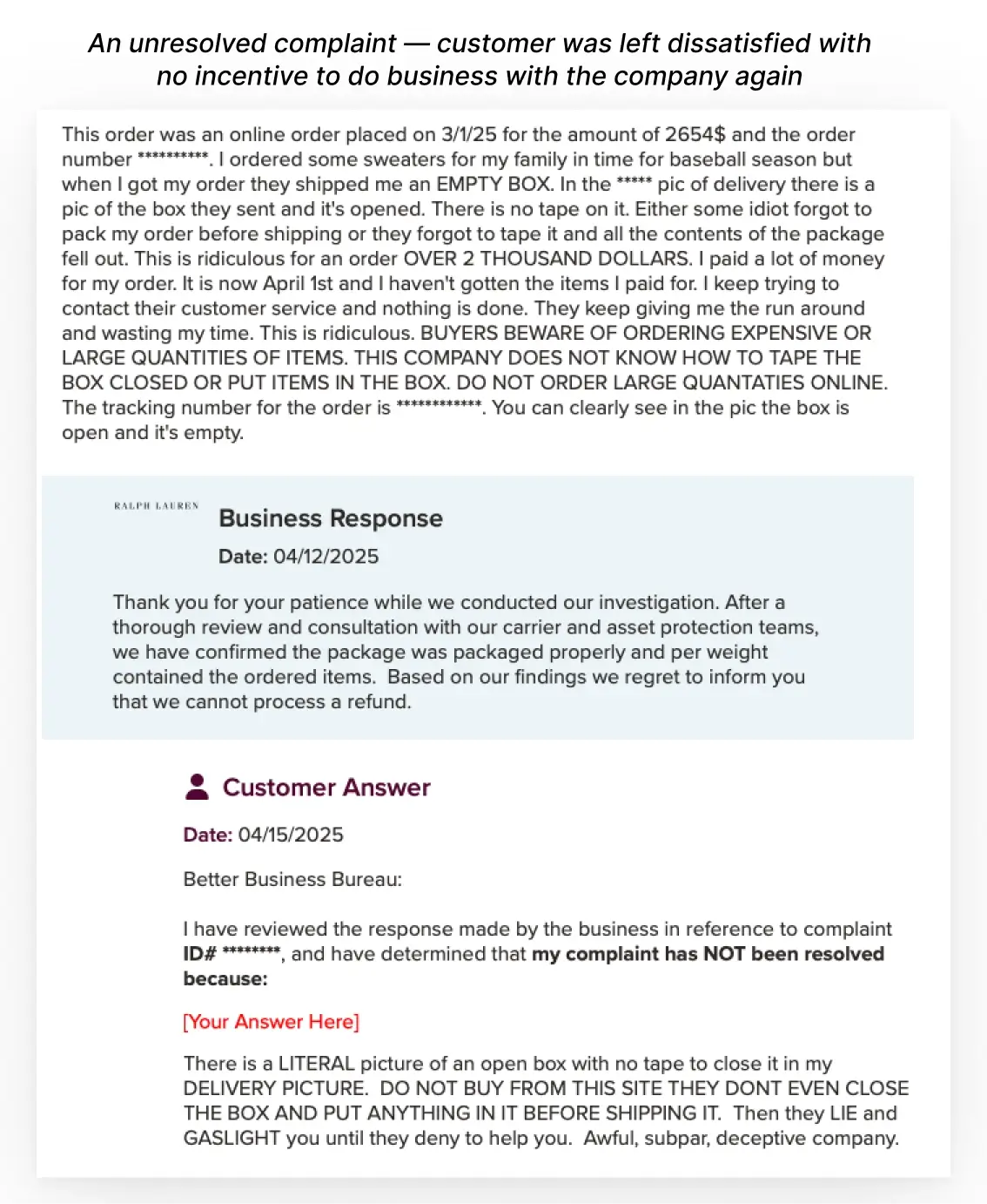 How to Remove a Negative Review from Better Business Bureau? 9 An unresolved BBB complaint